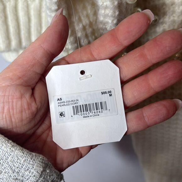 Altar'd State Pearled Ivory Crew Neck Sweater with Pearl Embellishments. Size M. - Picture 6 of 10